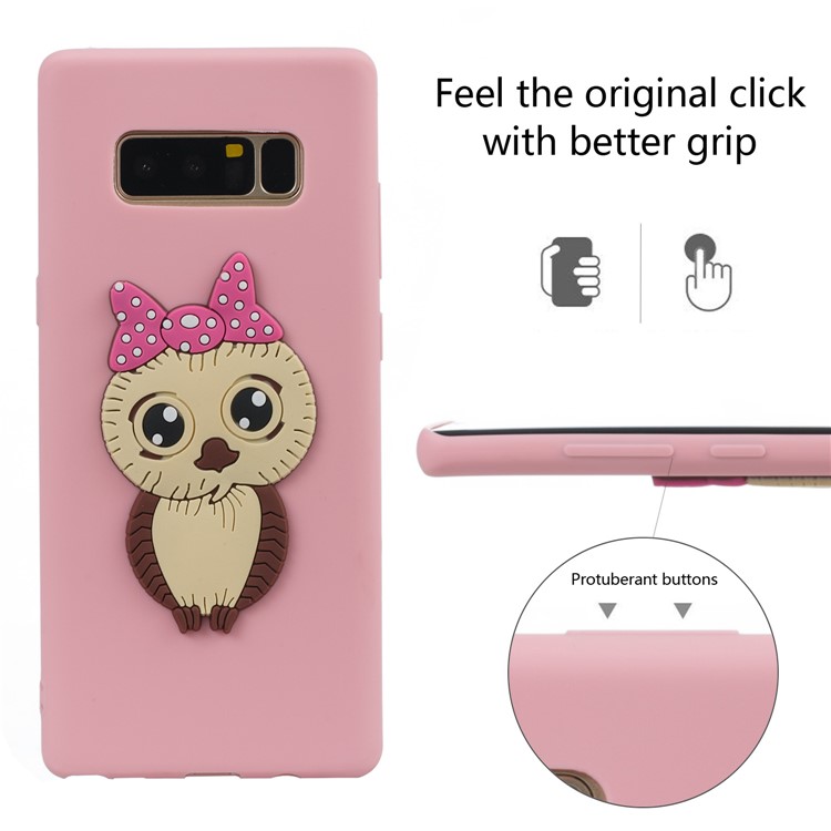 Adorable Female Owl Pattern TPU Protection Phone Casing for Samsung Galaxy Note 8 SM-N950 - Pink-6