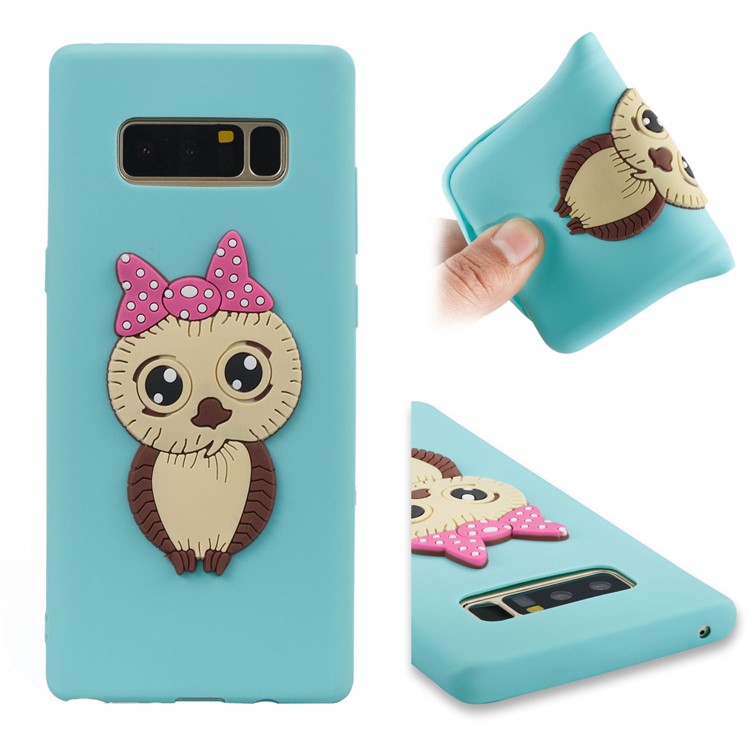 Adorable Female Owl Pattern TPU Cell Phone Cover for Samsung Galaxy Note 8 SM-N950 - Baby Blue-1