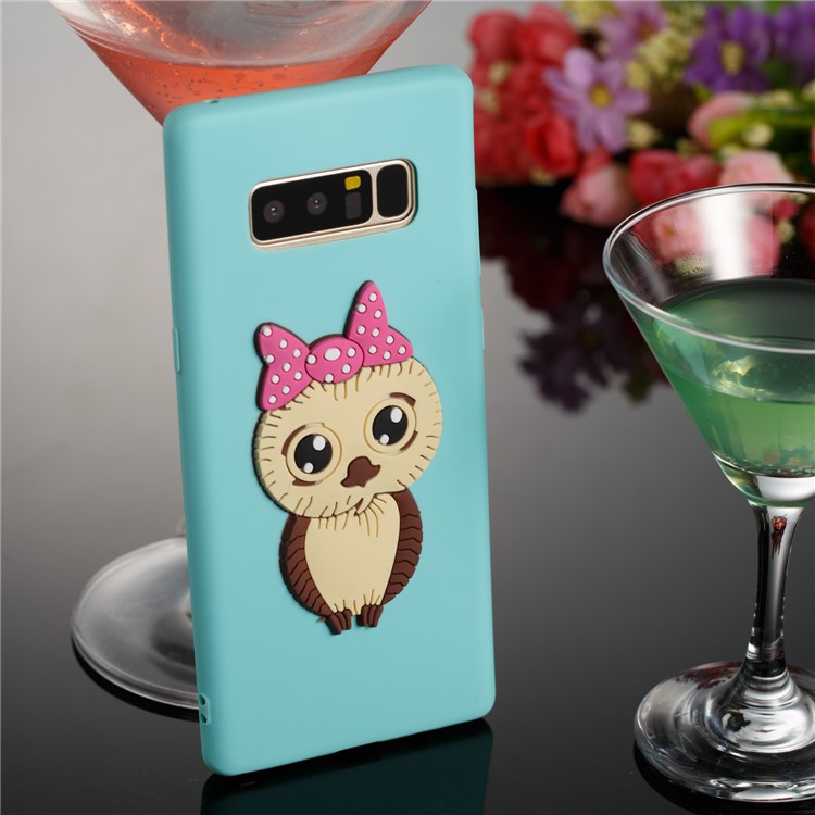 Adorable Female Owl Pattern TPU Cell Phone Cover for Samsung Galaxy Note 8 SM-N950 - Baby Blue-3