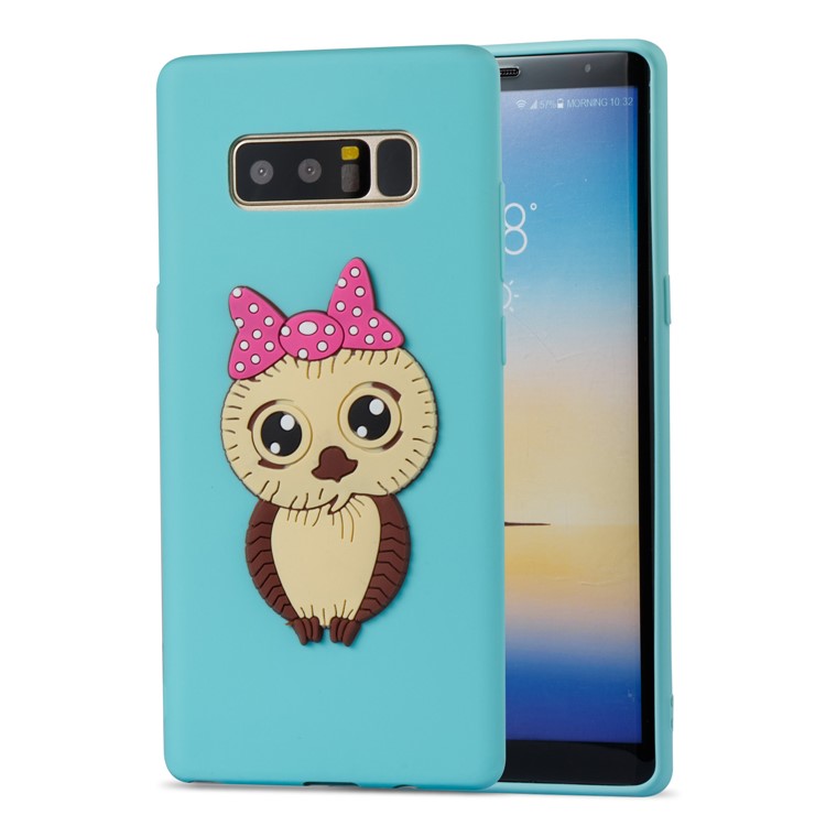 Adorable Female Owl Pattern TPU Cell Phone Cover for Samsung Galaxy Note 8 SM-N950 - Baby Blue-5