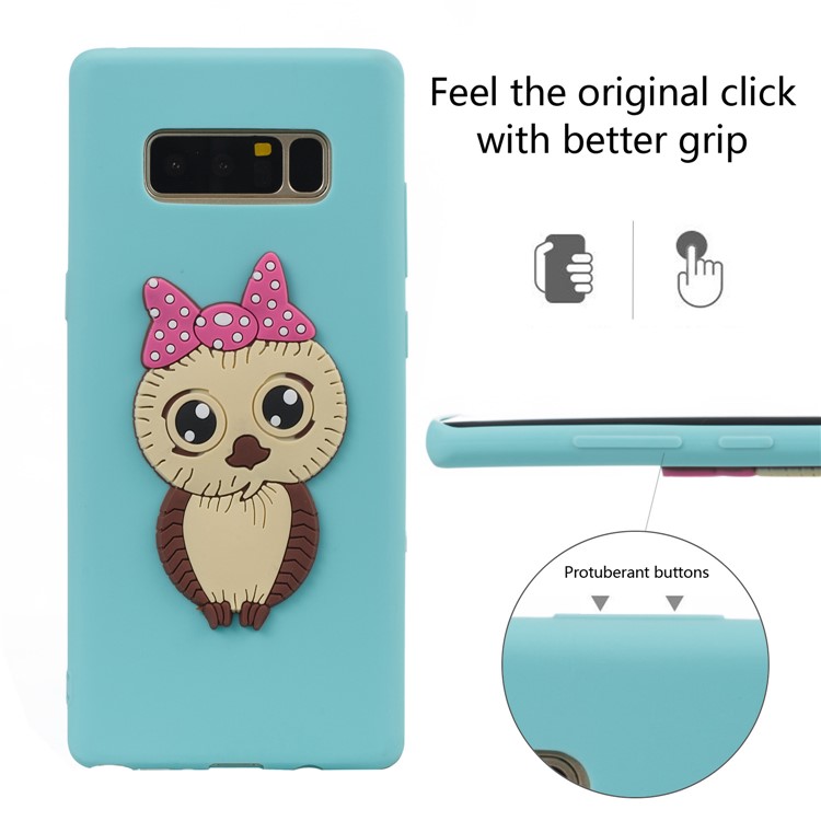 Adorable Female Owl Pattern TPU Cell Phone Cover for Samsung Galaxy Note 8 SM-N950 - Baby Blue-11