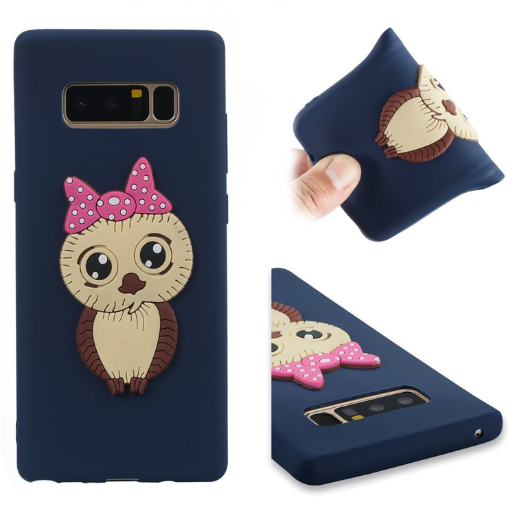 Adorable Female Owl Pattern TPU Phone Shell for Samsung Galaxy Note 8 SM-N950 - Dark Blue-1