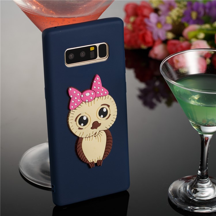 Adorable Female Owl Pattern TPU Phone Shell for Samsung Galaxy Note 8 SM-N950 - Dark Blue-2