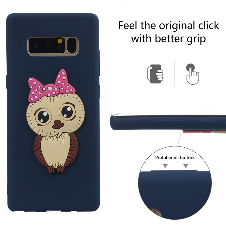 Adorable Female Owl Pattern TPU Phone Shell for Samsung Galaxy Note 8 SM-N950 - Dark Blue-6