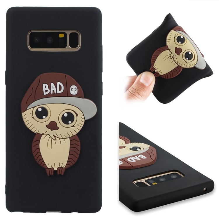Cute Male Owl Pattern TPU Back Case for Samsung Galaxy Note 8 SM-N950 - Black-1