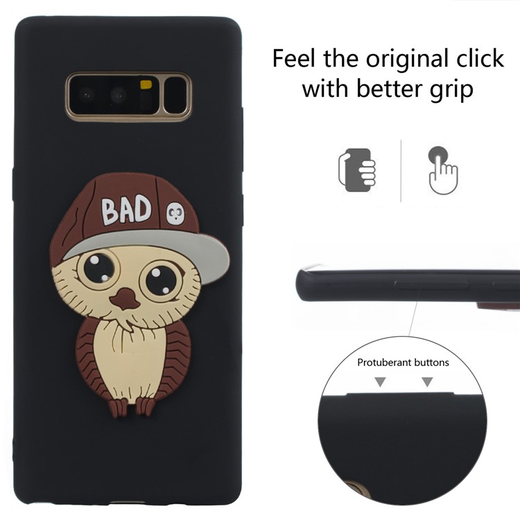 Cute Male Owl Pattern TPU Back Case for Samsung Galaxy Note 8 SM-N950 - Black-3