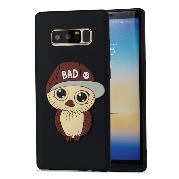 Cute Male Owl Pattern TPU Back Case for Samsung Galaxy Note 8 SM-N950 - Black-5
