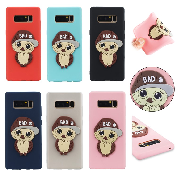 Cute Male Owl Pattern TPU Back Case for Samsung Galaxy Note 8 SM-N950 - Black-7