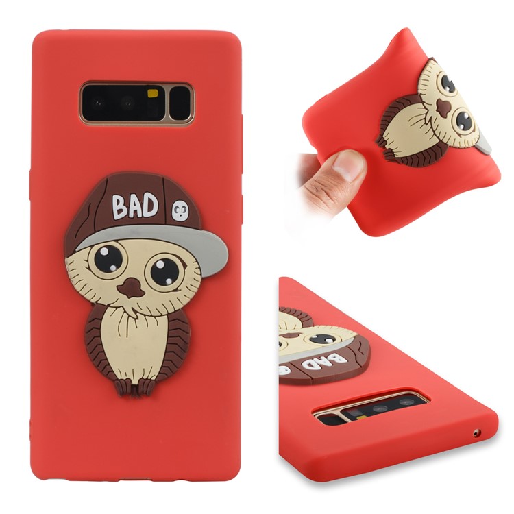 Cute Male Owl Pattern TPU Phone Shell for Samsung Galaxy Note 8 SM-N950 - Red-1