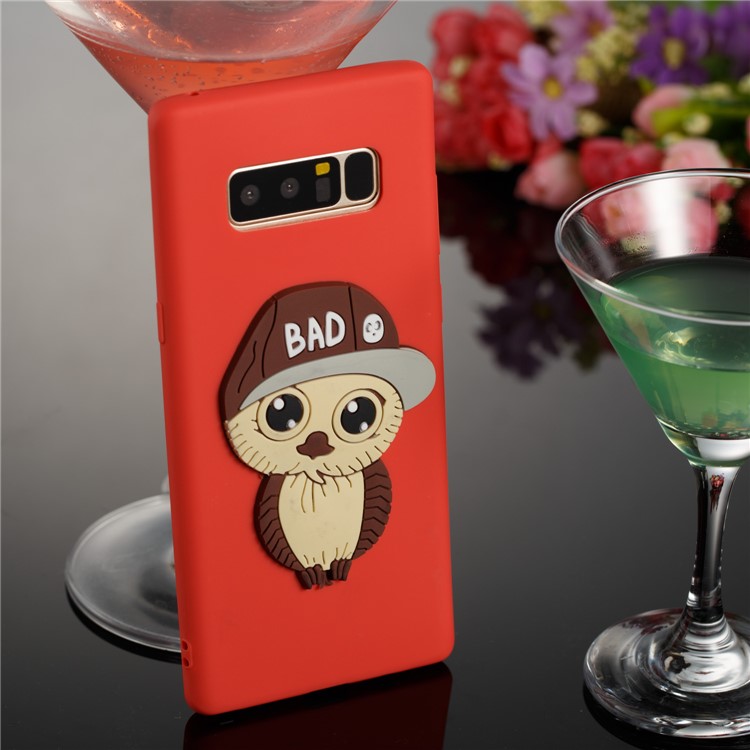 Cute Male Owl Pattern TPU Phone Shell for Samsung Galaxy Note 8 SM-N950 - Red-4