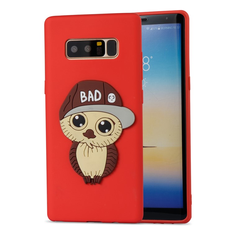 Cute Male Owl Pattern TPU Phone Shell for Samsung Galaxy Note 8 SM-N950 - Red-5