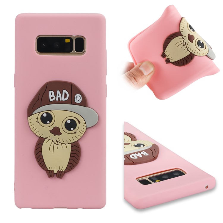 Cute Male Owl Pattern TPU Mobile Phone Case for Samsung Galaxy Note 8 SM-N950 - Pink-1