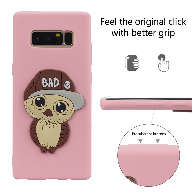 Cute Male Owl Pattern TPU Mobile Phone Case for Samsung Galaxy Note 8 SM-N950 - Pink-3