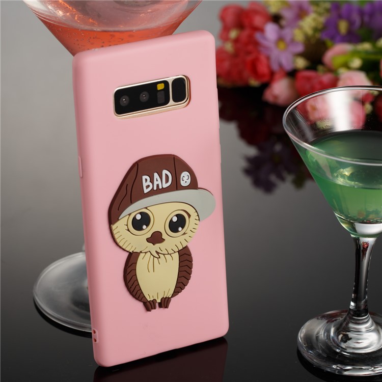 Cute Male Owl Pattern TPU Mobile Phone Case for Samsung Galaxy Note 8 SM-N950 - Pink-4