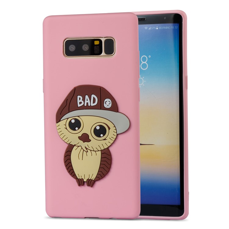 Cute Male Owl Pattern TPU Mobile Phone Case for Samsung Galaxy Note 8 SM-N950 - Pink-5