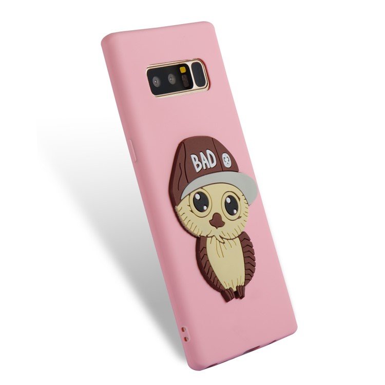 Cute Male Owl Pattern TPU Mobile Phone Case for Samsung Galaxy Note 8 SM-N950 - Pink-6