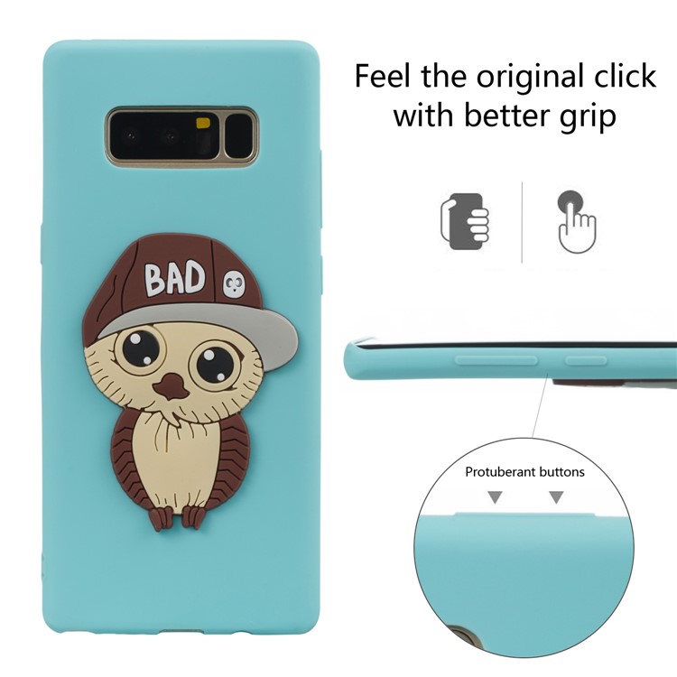 Cute Male Owl Pattern TPU Mobile Phone Cover for Samsung Galaxy Note 8 SM-N950 - Baby Blue-1