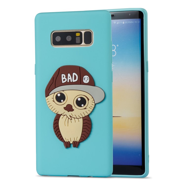 Cute Male Owl Pattern TPU Mobile Phone Cover for Samsung Galaxy Note 8 SM-N950 - Baby Blue-3