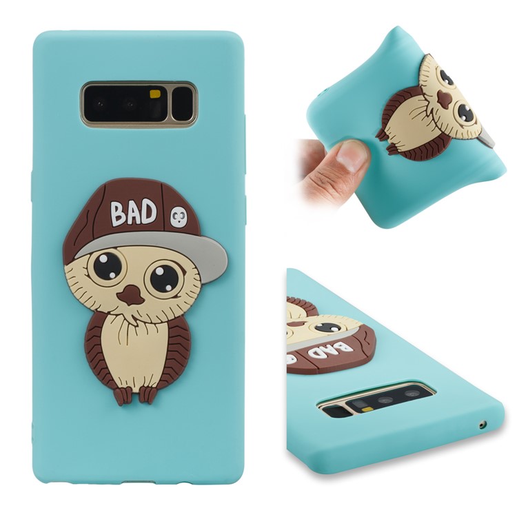 Cute Male Owl Pattern TPU Mobile Phone Cover for Samsung Galaxy Note 8 SM-N950 - Baby Blue-5