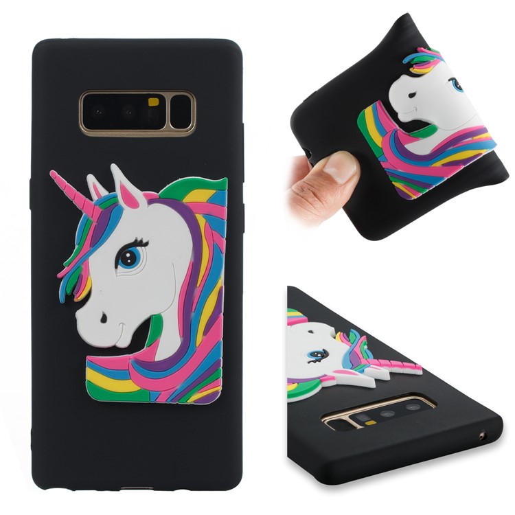 Cute 3D Unicorns TPU Soft Phone Case for Samsung Galaxy Note 8 SM-N950 - Black-1