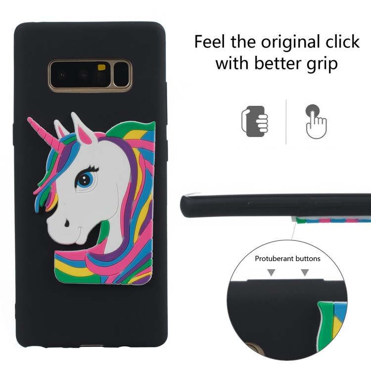 Cute 3D Unicorns TPU Soft Phone Case for Samsung Galaxy Note 8 SM-N950 - Black-3
