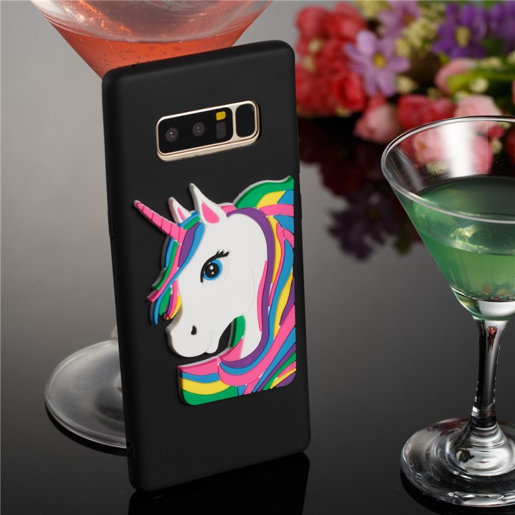 Cute 3D Unicorns TPU Soft Phone Case for Samsung Galaxy Note 8 SM-N950 - Black-4