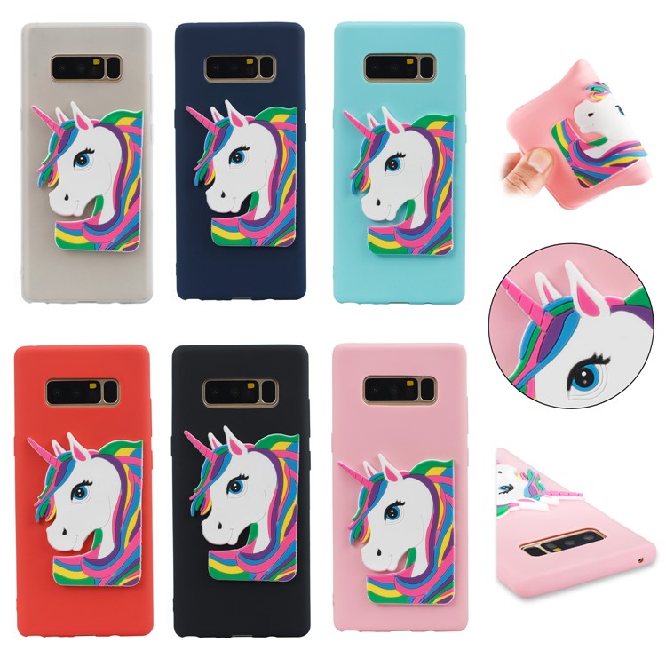 Cute 3D Unicorns TPU Soft Phone Case for Samsung Galaxy Note 8 SM-N950 - Black-7