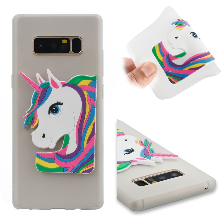 Cute 3D Unicorns TPU Soft Phone Cover for Samsung Galaxy Note 8 SM-N950 - White-1