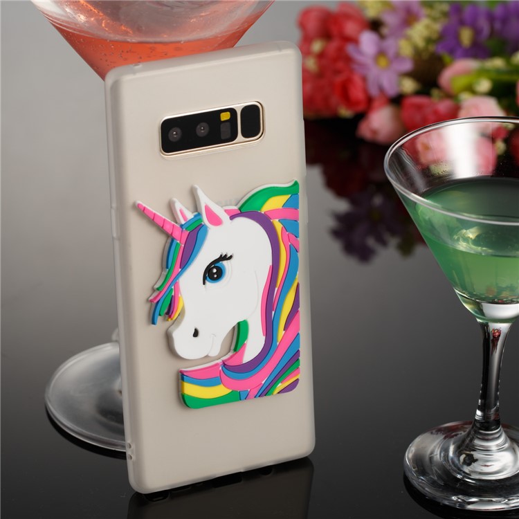 Cute 3D Unicorns TPU Soft Phone Cover for Samsung Galaxy Note 8 SM-N950 - White-4