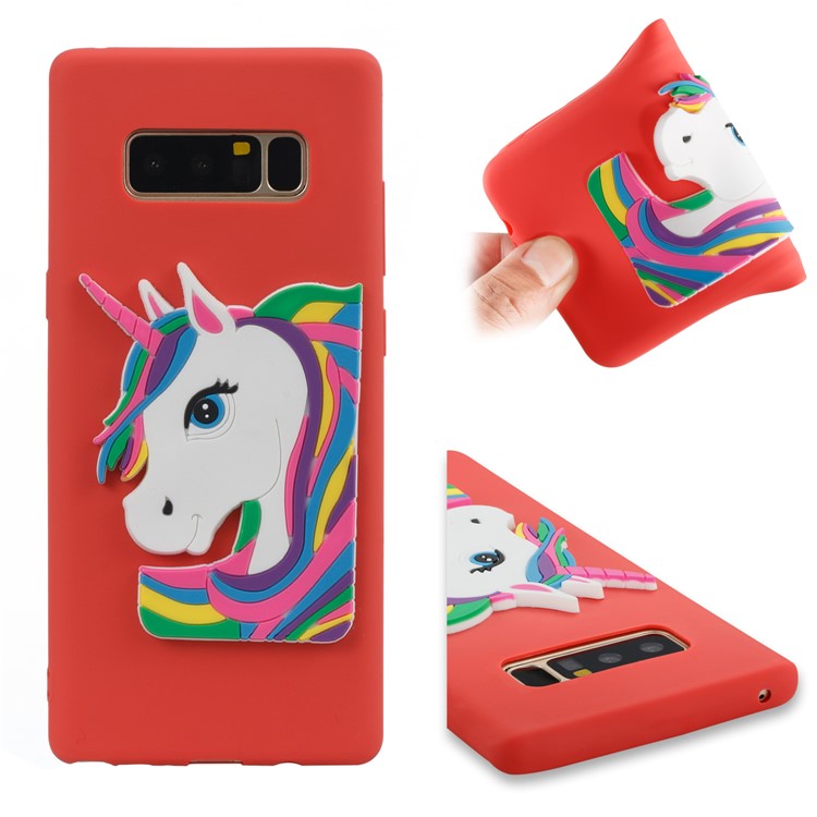Cute 3D Unicorns TPU Soft Phone Shell for Samsung Galaxy Note 8 SM-N950 - Red-1