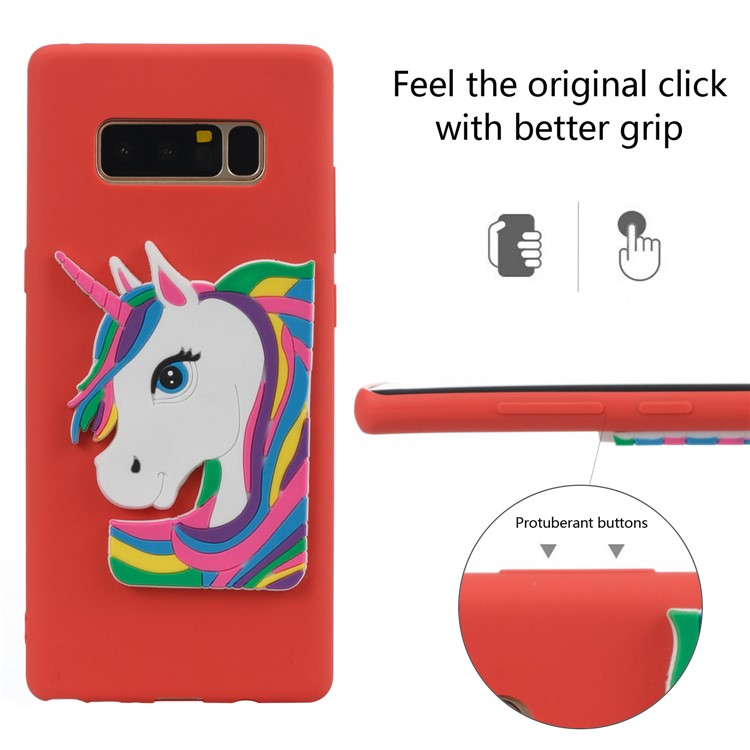 Cute 3D Unicorns TPU Soft Phone Shell for Samsung Galaxy Note 8 SM-N950 - Red-3
