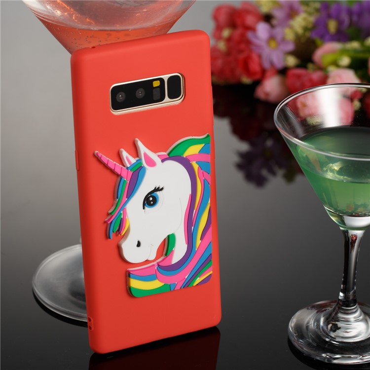 Cute 3D Unicorns TPU Soft Phone Shell for Samsung Galaxy Note 8 SM-N950 - Red-4