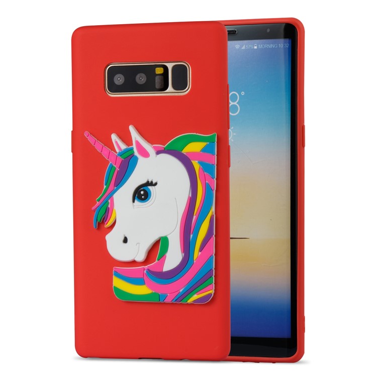Cute 3D Unicorns TPU Soft Phone Shell for Samsung Galaxy Note 8 SM-N950 - Red-5