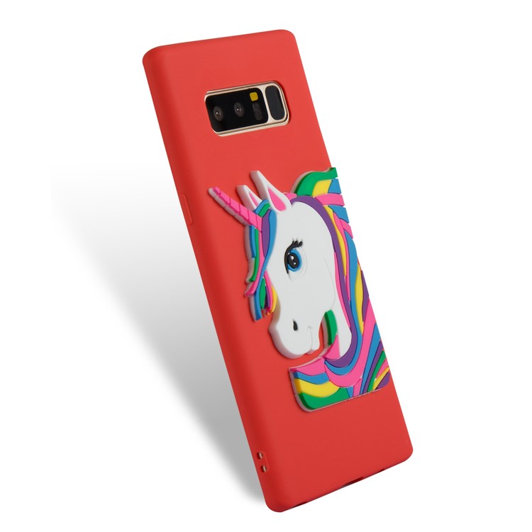 Cute 3D Unicorns TPU Soft Phone Shell for Samsung Galaxy Note 8 SM-N950 - Red-6