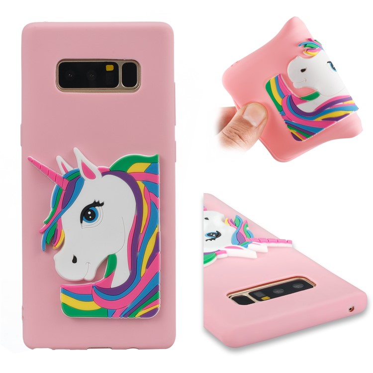 Cute 3D Unicorns TPU Soft Phone Casing for Samsung Galaxy Note 8 SM-N950 - Pink-1