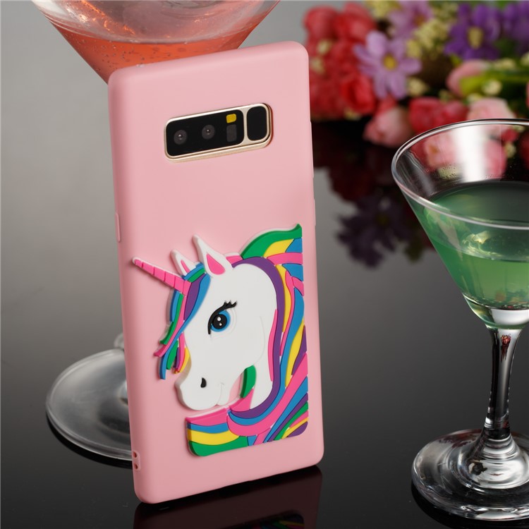 Cute 3D Unicorns TPU Soft Phone Casing for Samsung Galaxy Note 8 SM-N950 - Pink-4