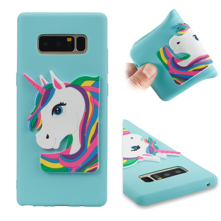 Cute 3D Unicorns TPU Soft Mobile Phone Case for Samsung Galaxy Note 8 SM-N950 - Baby Blue-1