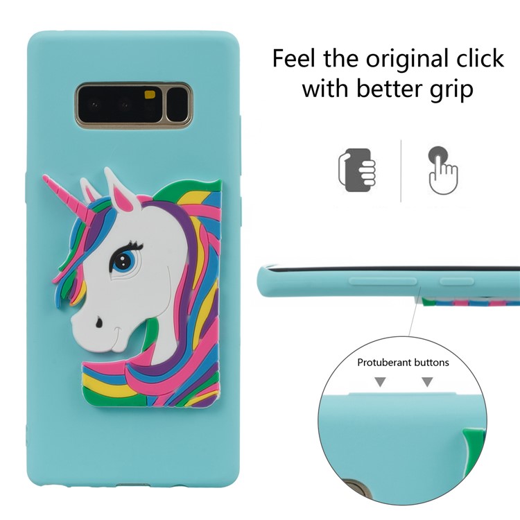 Cute 3D Unicorns TPU Soft Mobile Phone Case for Samsung Galaxy Note 8 SM-N950 - Baby Blue-3