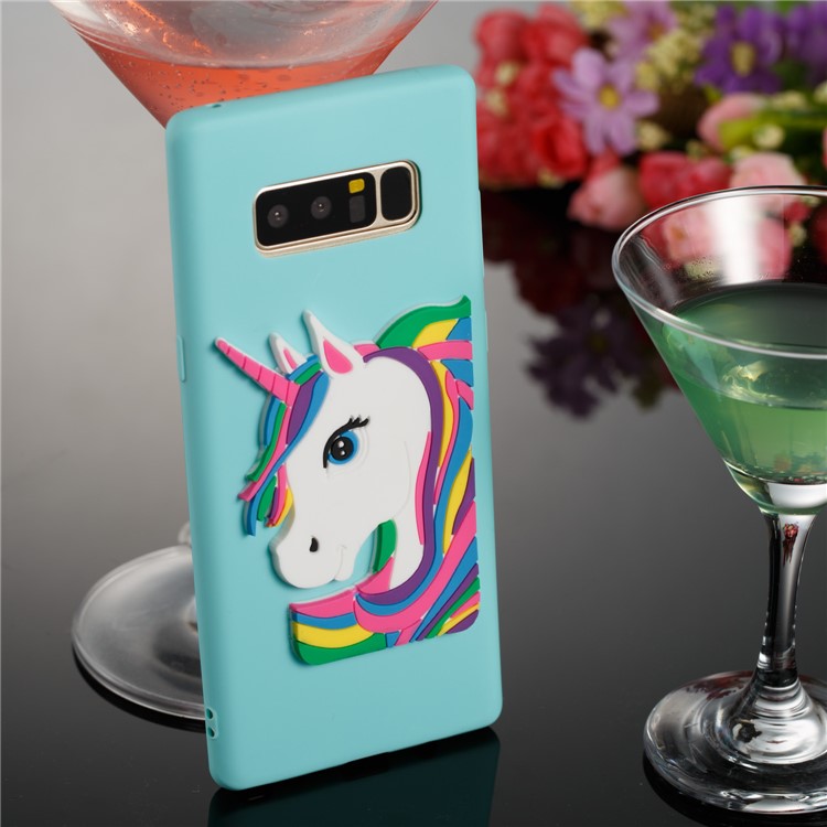 Cute 3D Unicorns TPU Soft Mobile Phone Case for Samsung Galaxy Note 8 SM-N950 - Baby Blue-4