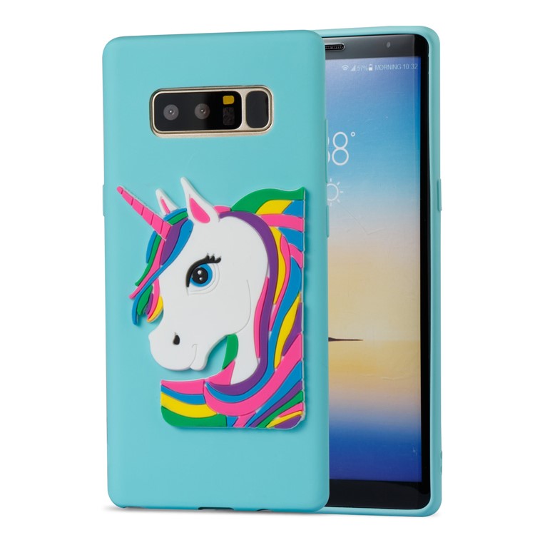 Cute 3D Unicorns TPU Soft Mobile Phone Case for Samsung Galaxy Note 8 SM-N950 - Baby Blue-5