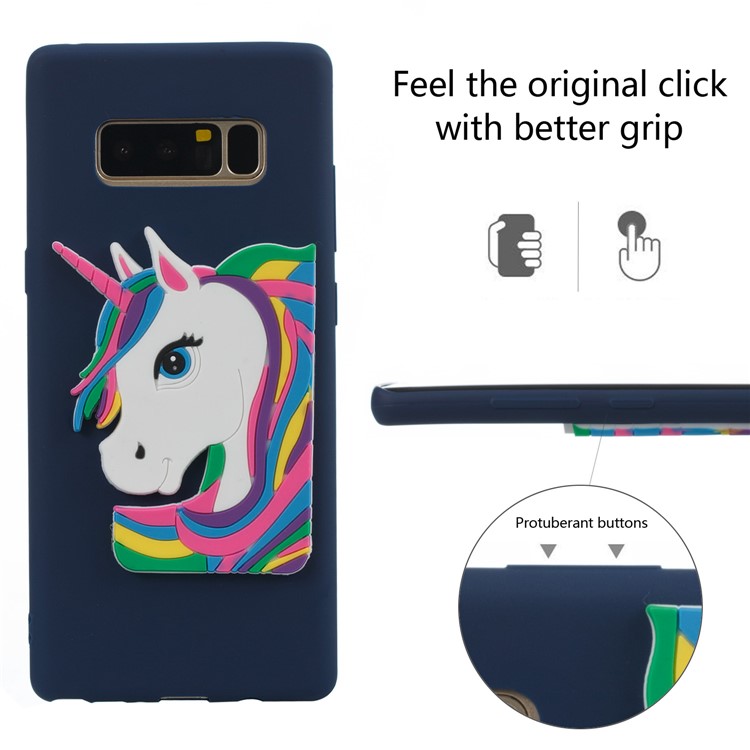Cute 3D Unicorns TPU Soft Cell Phone Case for Samsung Galaxy Note 8 SM-N950 - Dark Blue-3