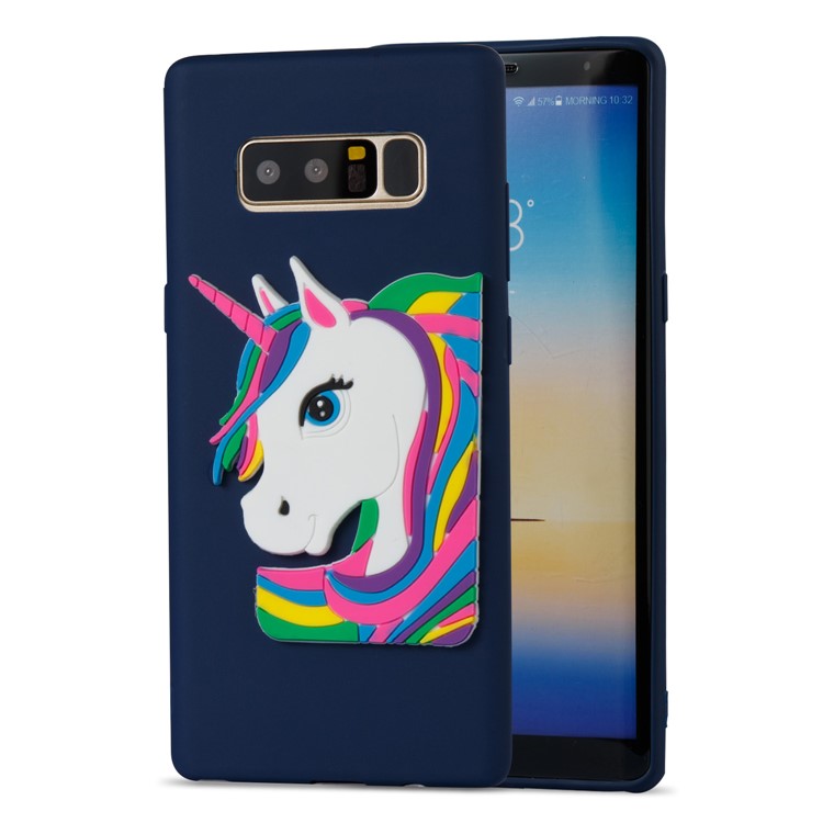 Cute 3D Unicorns TPU Soft Cell Phone Case for Samsung Galaxy Note 8 SM-N950 - Dark Blue-5