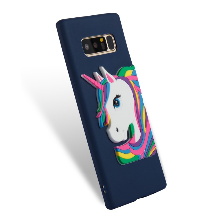 Cute 3D Unicorns TPU Soft Cell Phone Case for Samsung Galaxy Note 8 SM-N950 - Dark Blue-6
