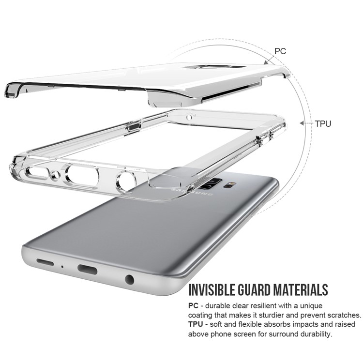 For Samsung Galaxy S9 SM-G960 Clear PC Back + TPU Frame Hybrid Phone Case - Transparent-4