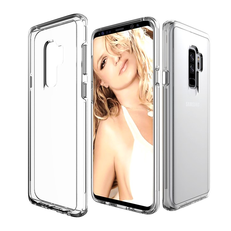 For Samsung Galaxy S9+ SM-G965 Clear PC Back + TPU Frame Hybrid Phone Case - Transparent-1