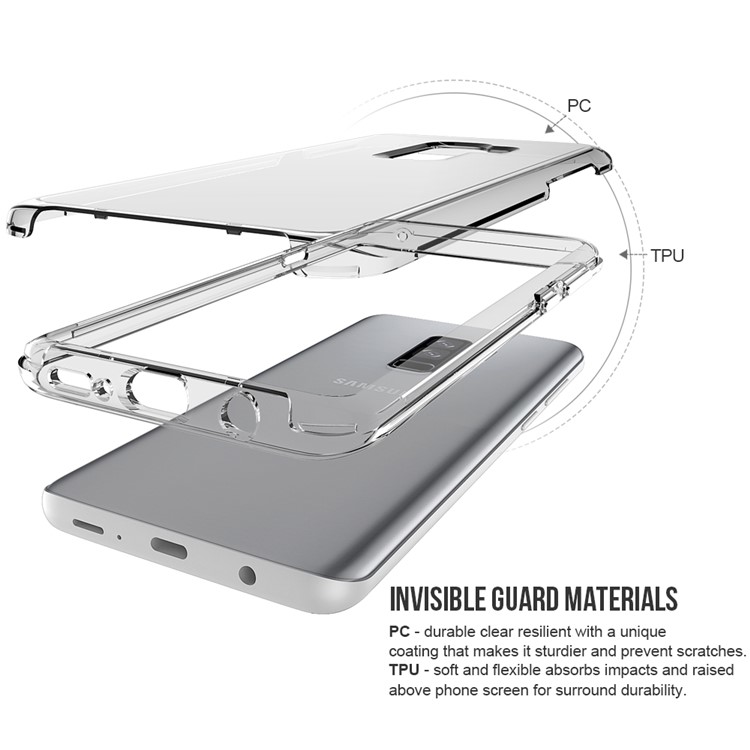 For Samsung Galaxy S9+ SM-G965 Clear PC Back + TPU Frame Hybrid Phone Case - Transparent-4