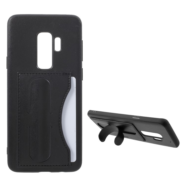 COBLUE PU Leather Coated PC + TPU Hybrid Case with Kickstand for Samsung Galaxy S9 Plus SM-G965 - Black-1