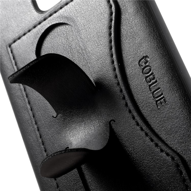 COBLUE PU Leather Coated PC + TPU Hybrid Case with Kickstand for Samsung Galaxy S9 Plus SM-G965 - Black-6