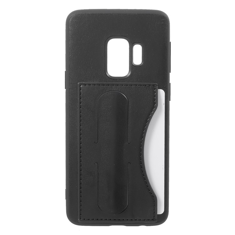 COBLUE Leather Coated PC + TPU Hybrid Back Cover with Kickstand for Samsung Galaxy S9 SM-G960 - Black-1