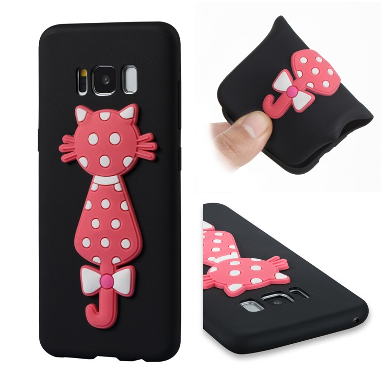 Cute 3D Cat TPU Soft Phone Casing for Samsung Galaxy S8 SM-G950 - Black-1